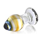 Quality Crystal Glass Butt Plug – Sunset Yellow and Blue Swirls