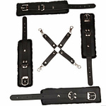 PU Leather Handcuffs + Ankle Wrist Cuffs – Hog Tie Bondage Restraints