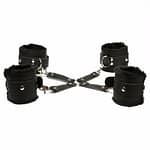 PU Leather Handcuffs + Ankle Wrist Cuffs - Hog Tie Bondage Restraints