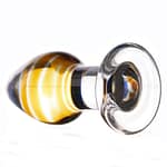 Quality Crystal Glass Butt Plug – Sunset Yellow and Blue Swirls