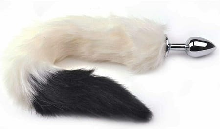 Metal Anal Butt Plug Furry White Cat Tail
