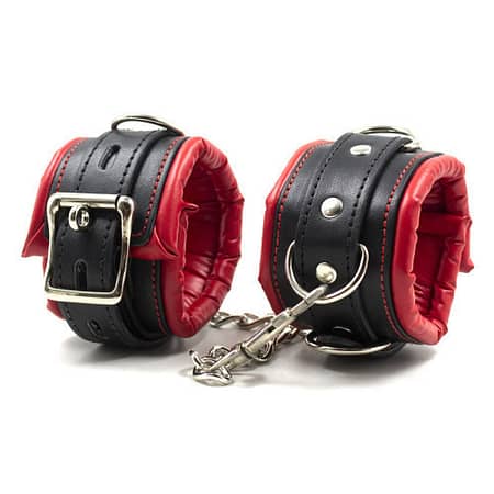 Leather Ankle Cuffs with Shackle Restraints