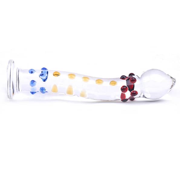 Sensual Colourful Textured Glass Dildo Massager Wand 2