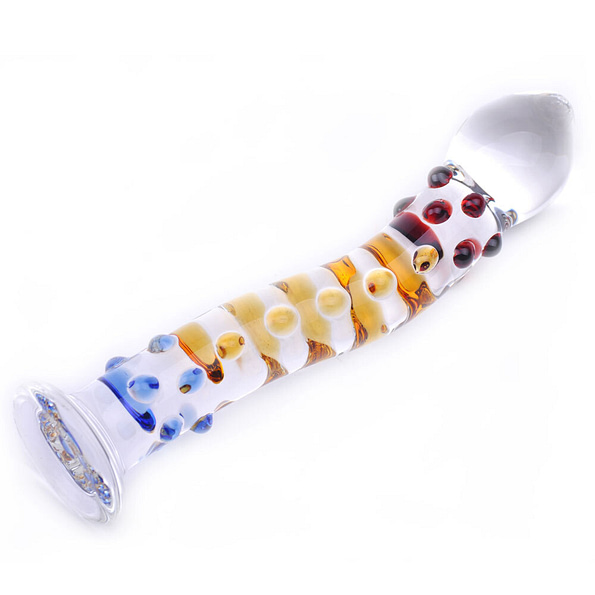 Sensual Colourful Textured Glass Dildo Massager Wand 3