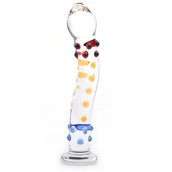 Sensual Colourful Textured Glass Dildo Massager Wand
