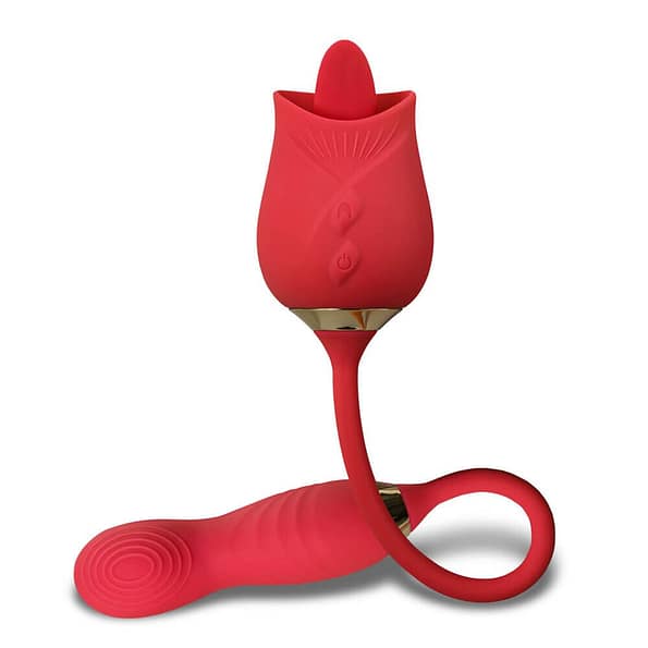 Silicone Rose Clitoral Licking Wiggling Finger Vibrator