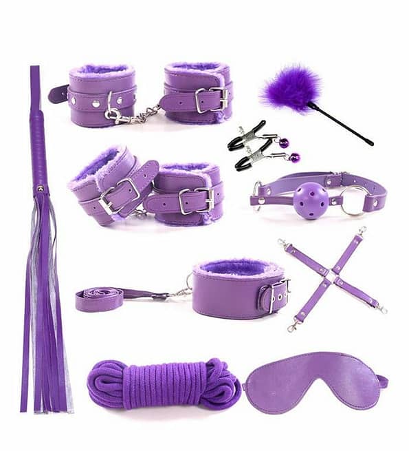 10pcs SM Bondage Roleplay Sex Kit Purple 2