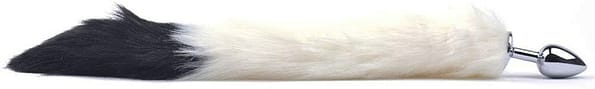 Metal Anal Butt Plug Furry White Cat Tail 2